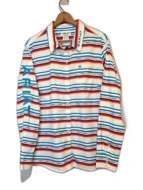 Ariat Southwestern Long Sleeve Western Shirt Cowgirl Rodeo Sarape Stripe Size XL